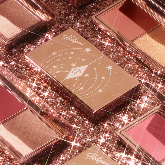 Hollywood Blush & Glow Glide Palette in Tan-Deep with a sparkle background
