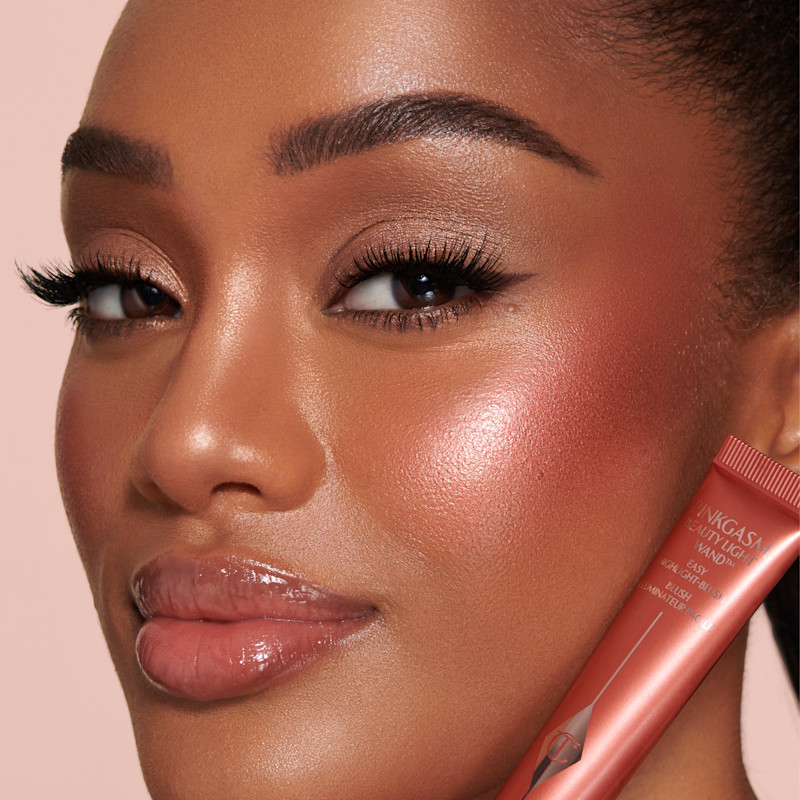 How to apply liquid blush using Beauty Light Wand liquid blush and highlighter in Pinkgasm