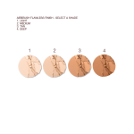 Swatches of four powder bronzers in shades of cream, light beige, sandy brown, and medium brown.