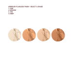 Swatches of four setting powders in shades of cream, light beige, sandy brown, and medium brown.