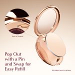 Charlotte Tilbury Beauty compact with instructions to pop out with a pin and swap for easy refill, featuring shade 2 medium.