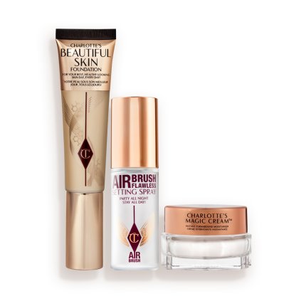 Beautiful Skin Foundation, Setting Spray and Magic Cream packaging