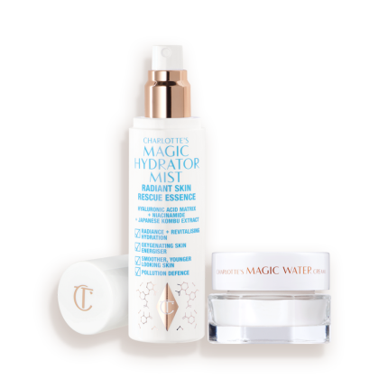 Magic Water Cream and Magic Hydrator Mist packaging