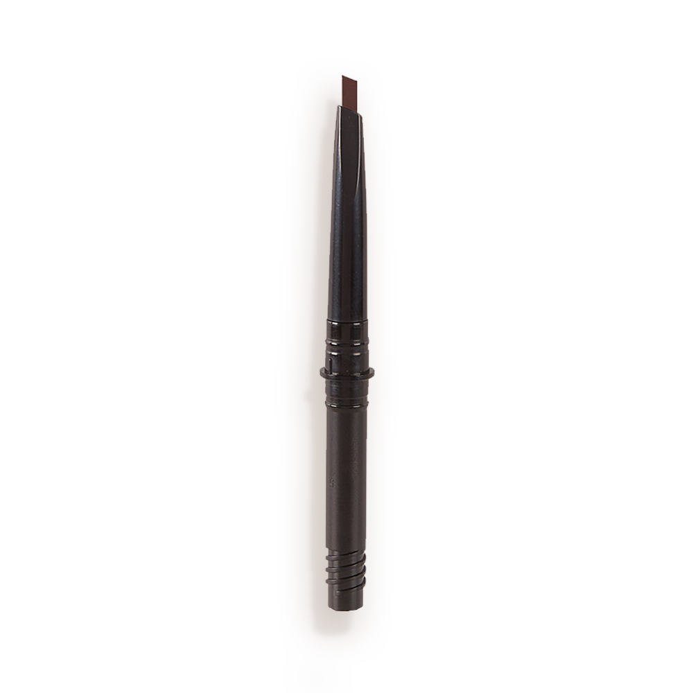 CHEAT_MediumBrown_REFILL An open, medium-brown-coloured eyebrow tint refill with a black-coloured body.