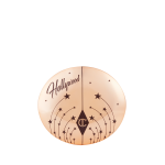 A closed highlighter compact with a gold-coloured lid, with tiny stars printed all over and Hollywood written on the top.
