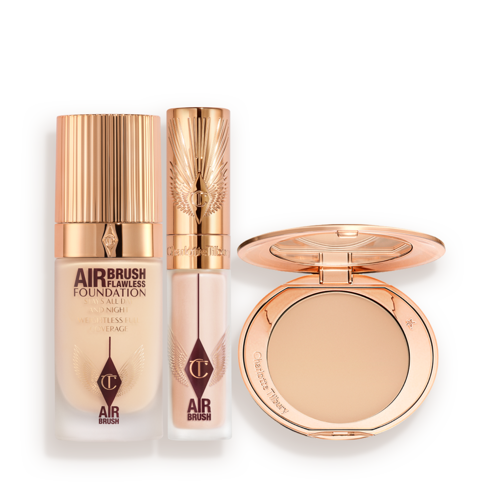 Concealer__Foundation___Powder_trio Airbrush Flawless Foundation + Airbrush Flawless Concealer + Airbrush Flawless Powder bundle packshot