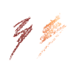 Swatches of two, matte and metallic eyeliners in warm-rust and copper colours.