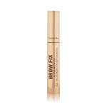 A closed tube of clear, brow-fixing gel with gold-coloured packaging.