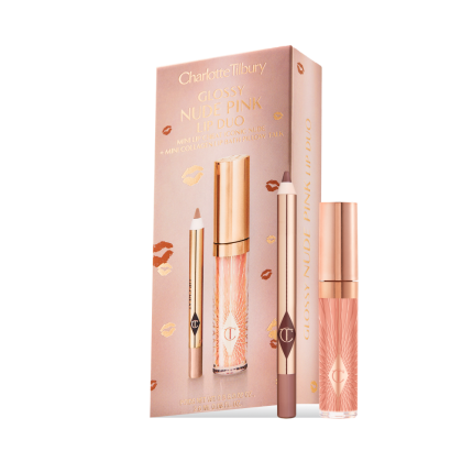 GLOSSY NUDE PINK LIP DUO PACKAGING