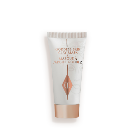 A wash-off clay mask in a white-coloured tube with a gold-coloured lid.