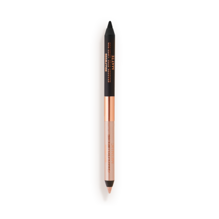 Black and champagne-nude eyeliner duo pencil in nude beige and black-colour scheme.