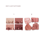 Swatches of two, quad eyeshadow palettes, one with shimmery and matte golden and brown shades and the other with shimmery and matte pink, gold, and brown shades.