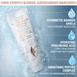 Three expertly blended, supercharged ingredients. 
Biomimetic barrier shield helps prevent water loss. 
Hydrating hyaluronic acid leaves skin looking smoother and plumper. 
Smoothing peptide complex reduces the appearance of pores.