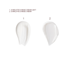 Swatches of a light, white-coloured face cream with a thick, pearly-white face cream.