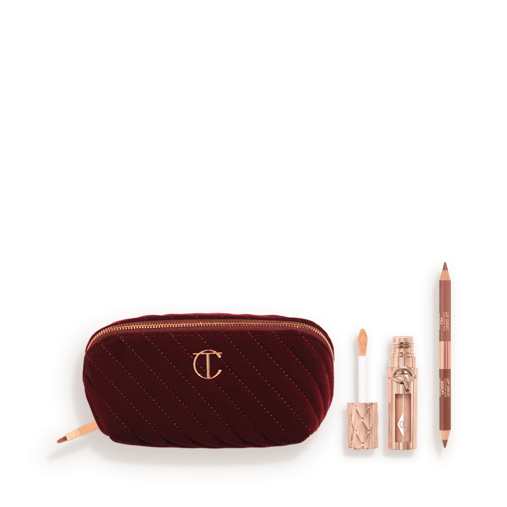 MakeupBag_MediumTrio Makeup Bag of Lip Sculpting Secrets: Lip Liner, Plumping Lip Gloss + Makeup Bag