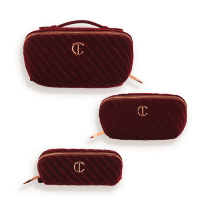 Makeup Bag of Dreams Makeup Organiser Trio: Mini, Medium and Large Compartmentalised Velvet Makeup Bag