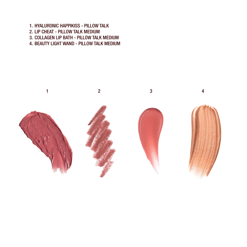 PILLOW TALK ICONIC LIP AND CHEEK KIT - PILLOW TALK MEDIUM SWATCHES