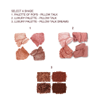 Crushed eyeshadows, matte and shimmery, in shades of brown, pink, peach, and champagne.
