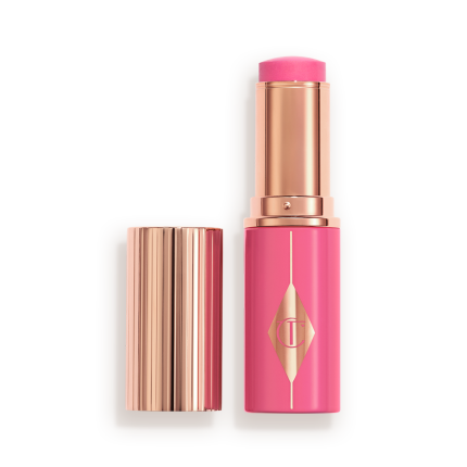 Pink packaging matching to the stick product with a rose gold lid and detailing.