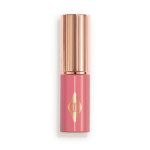 Muted pink packaging with a rose gold lid and detailing.