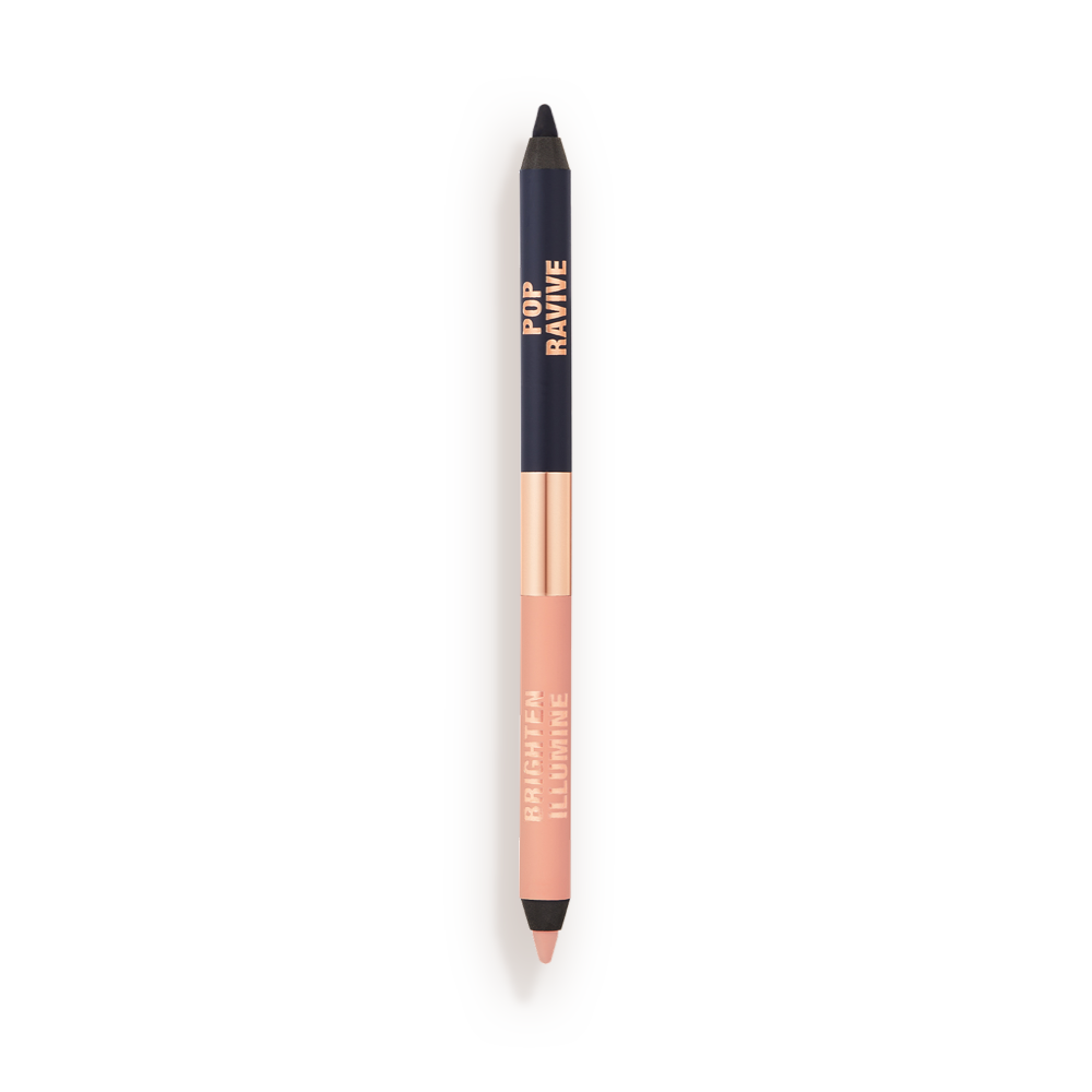 Sleep-Cheat-Liner-Open-Packshot A double-sided eyeliner pencil in jet black and nude beige.