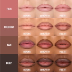 Models application process showing 4 different shades on different skin tones.