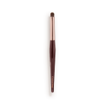 An eyeshadow smudging brush with soft bristles and rose gold and dark crimson handle.