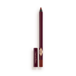 An eyeliner pencil in a berry-pink shade with its lid next to it.